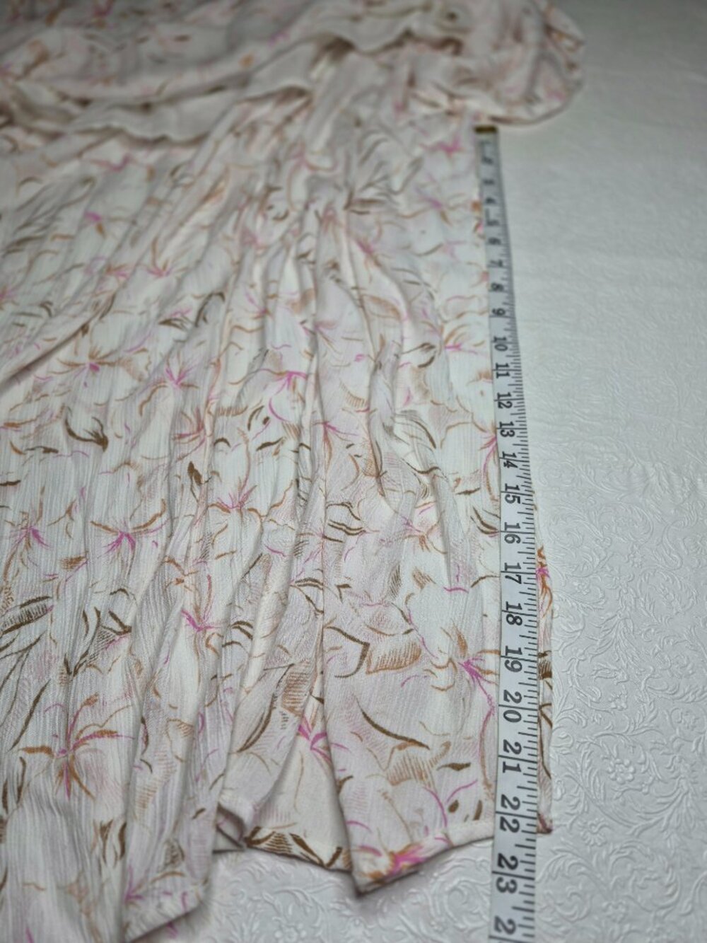 O'Neill Floral Womens L Lined Backless V-Neck Maxi Halter Dress Ivory Pink Brown - Picture 15 of 15
